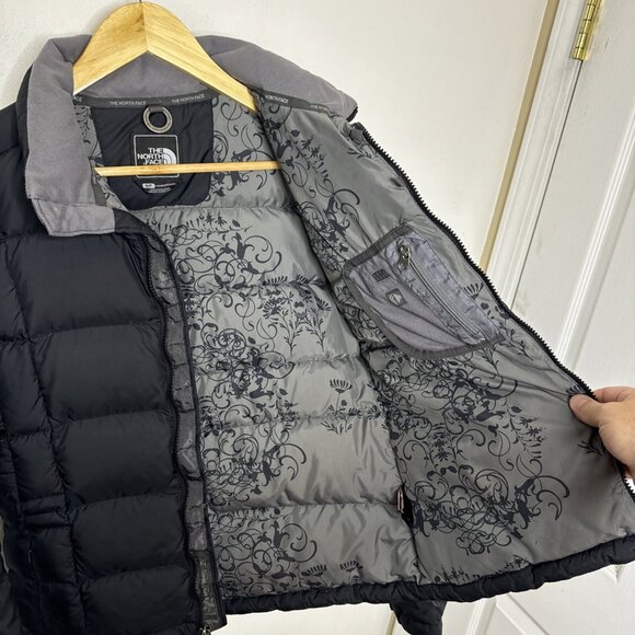 THE NORTH FACE TNF 550 Goose Down Women S Black Full Zip Pocket Puffer Jacket - Picture 6 of 10